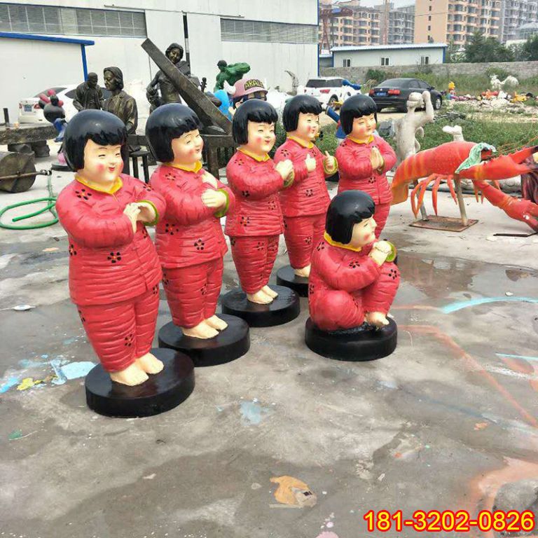 玻璃鋼黨建主題卡通夢娃雕塑
