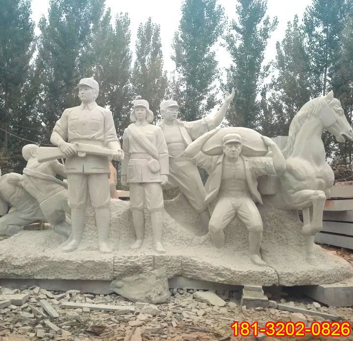 黨建主題抗戰(zhàn)八路軍石雕