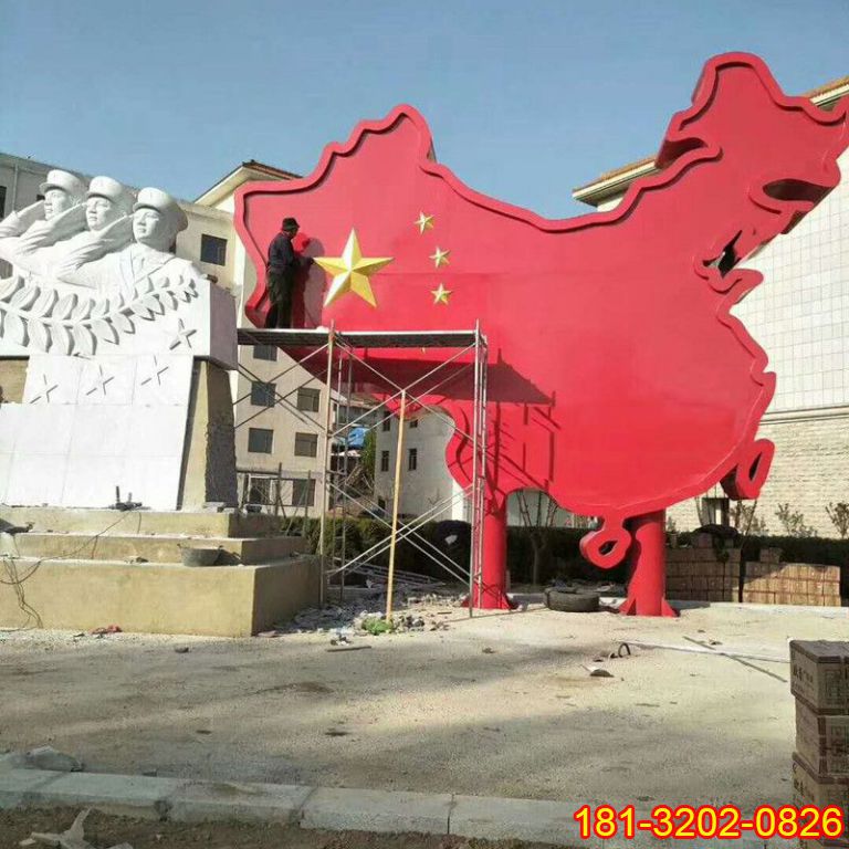 廣場黨建不銹鋼大型中國地圖雕塑