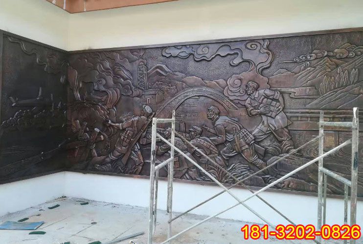 紀(jì)念館黨建壁畫紅軍打仗銅浮雕