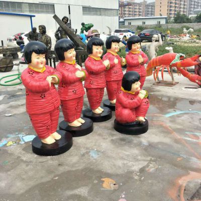 玻璃鋼黨建主題卡通夢娃雕塑