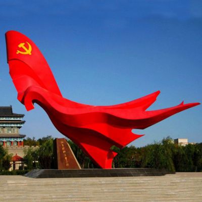 景區(qū)大型黨旗不銹鋼雕塑