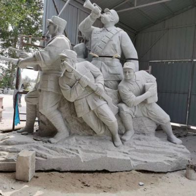黨建人物大理石八路軍沖鋒石雕