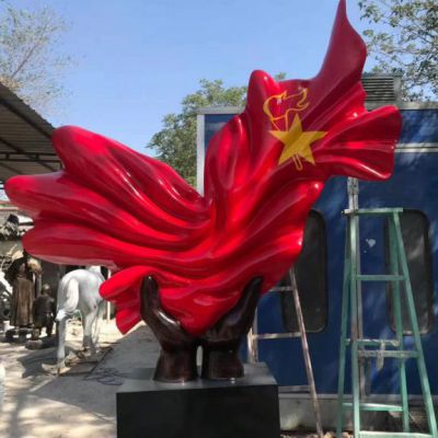 學(xué)校不銹鋼少年先鋒隊隊旗雕塑