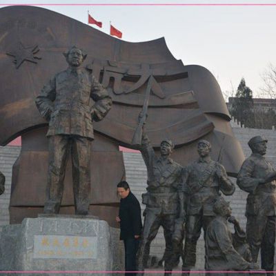 毛主席和八路軍銅雕