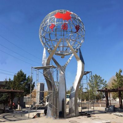 不銹鋼中國夢地球雕塑