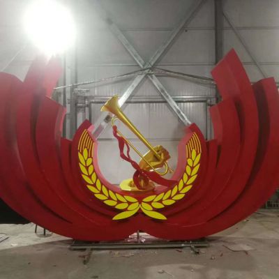 不銹鋼黨建主題麥穗和軍號(hào)雕塑