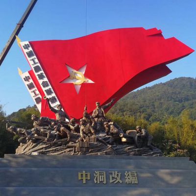 不銹鋼中國(guó)工農(nóng)革命軍軍旗八路軍雕塑