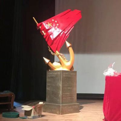 不銹鋼五星紅旗船錨雕塑