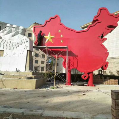 廣場(chǎng)黨建不銹鋼大型中國(guó)地圖雕塑