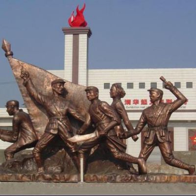 紀(jì)念館黨建八路軍沖鋒銅雕