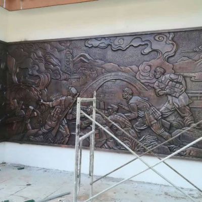 紀(jì)念館黨建壁畫紅軍打仗銅浮雕