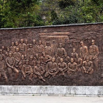 黨建主題抗戰(zhàn)情緣八路軍農(nóng)民銅浮雕